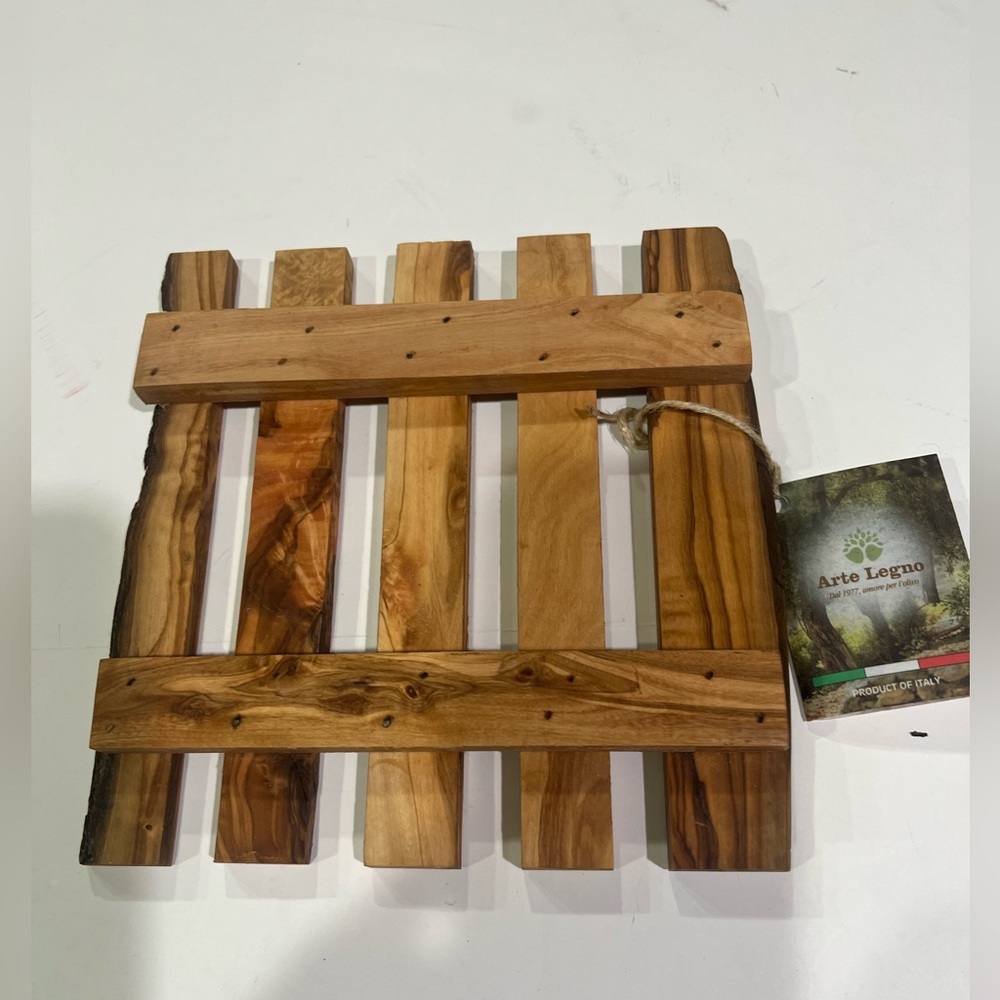 2pc ARTE LEGNO Solid Olive Wood Trivet Set - Product of Italy - Picture 5 of 9